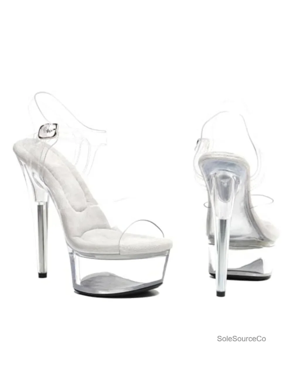 Womens 6in Clear Platform High Heels Ankle-Strap Stiletto Exotic Sandal Shoes
